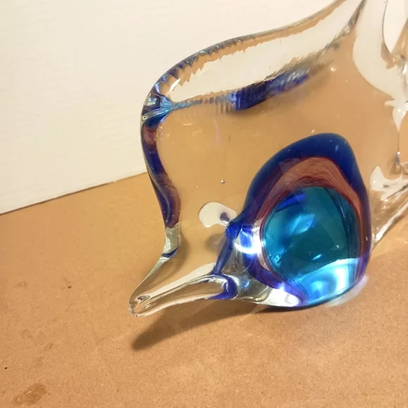 Murano Glass Vintage Hand blown Fish. Ground bottom 8" paperweight - Picture 2 of 6